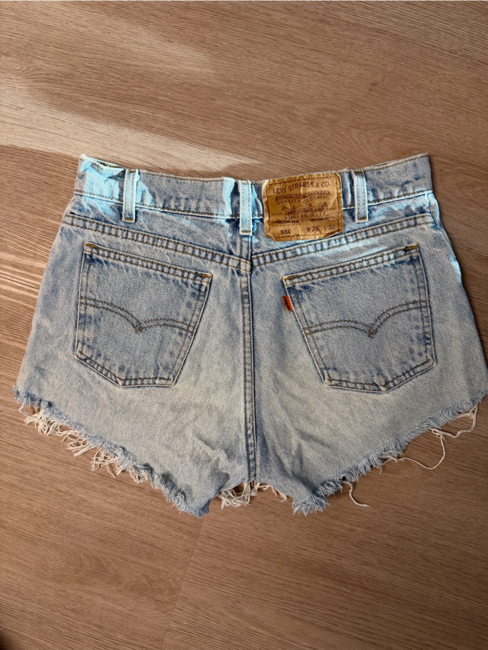 Levi Light Wash Denim Cutoff Shorts with Back Pockets